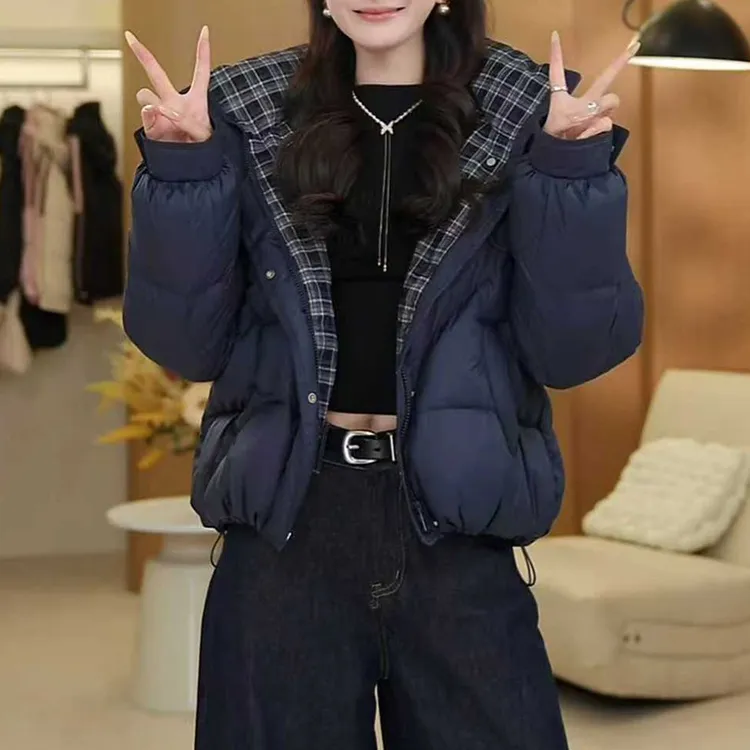 2026冬季纯色棉服女时尚时髦设计感显瘦百搭新款复古风短款上衣