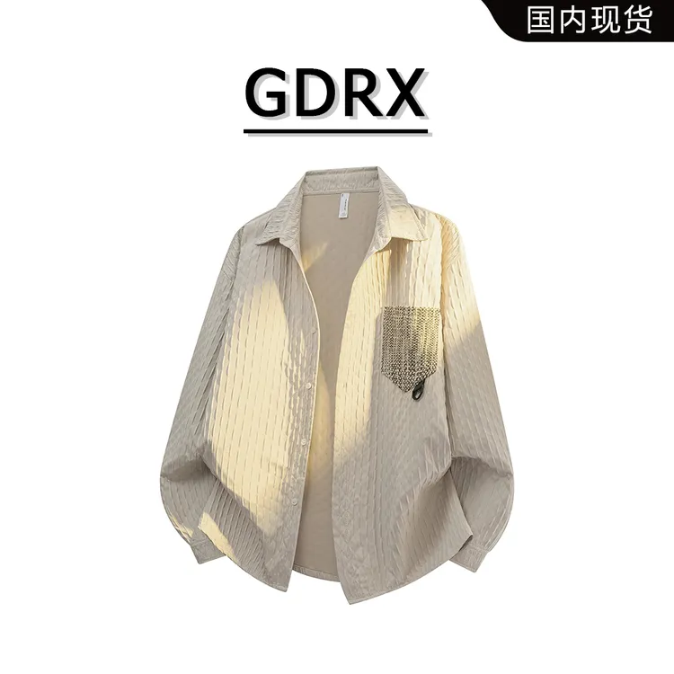 GDRX港风日系个性潮流外穿上衣2025秋季新款男士翻领小众休闲衬衫