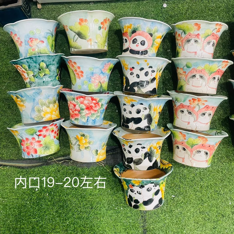 景德镇特价手绘花盆，内口19-20高12左右，实惠百搭花盆透气好，包邮