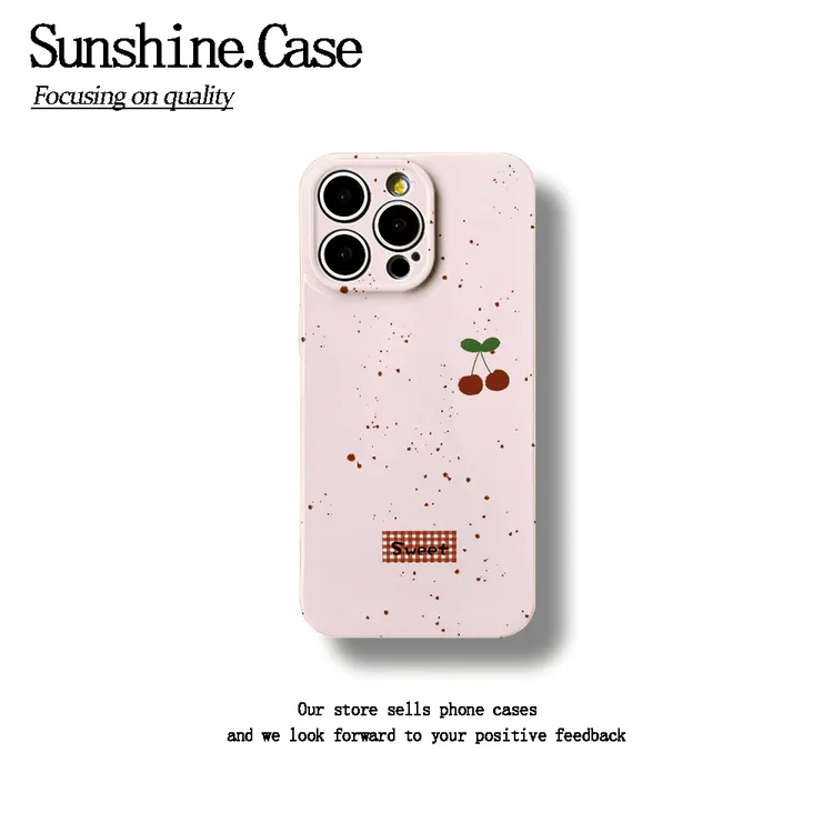 简约小樱桃菲林软壳适用苹果oppo华为荣耀vivo小米一加手机壳全包