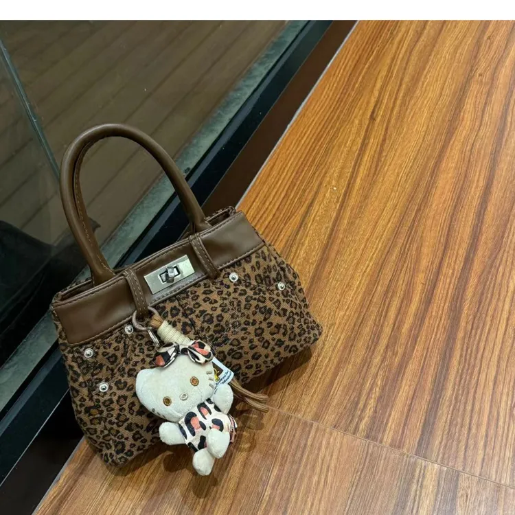 辣妹风豹纹凯莉包包女今年流行通勤手拎小包高级感手提斜挎包女