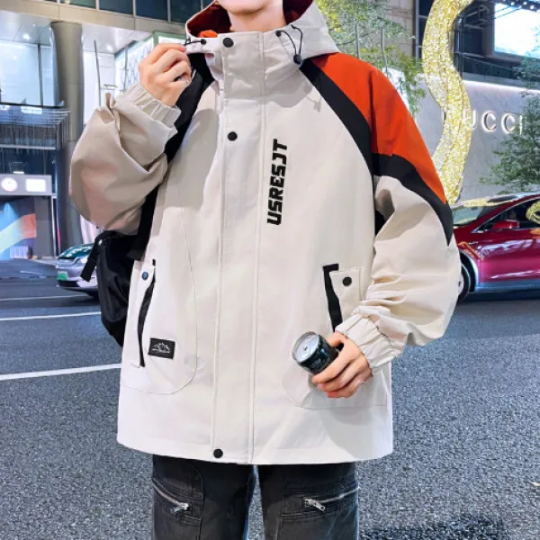 【官方正品】青少年连帽男士夹克2025秋季新款港风潮流时尚百搭学生冲锋衣外套