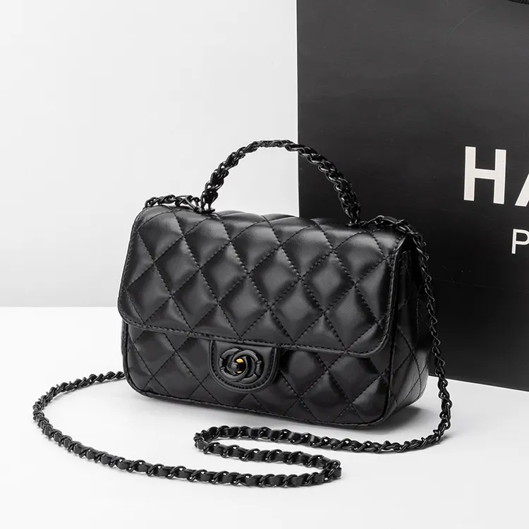 包包女2025秋冬新款小香风真皮时尚潮流菱格链条包手提单肩斜挎包