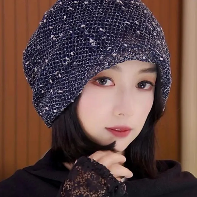 秋季新款堆堆帽女薄款宽松遮白发显脸小韩版时尚百搭针织包头帽子