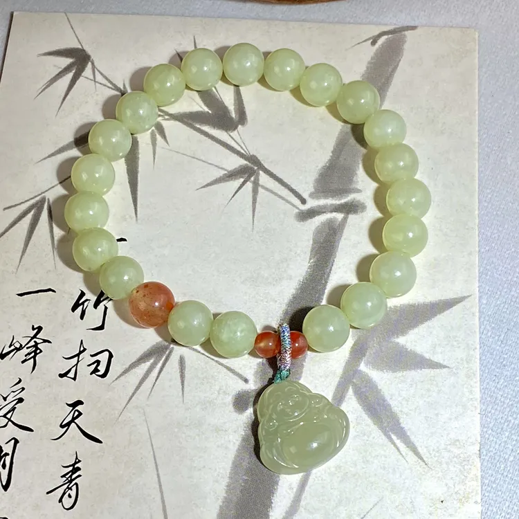 天然和田玉貔貅8MM素圈晴水料手串手链简约百搭多样性发一FY-739