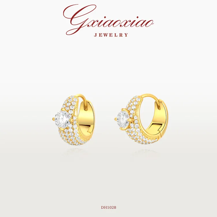 G XIAOXIAO 镀K金 高级感轻奢时尚气质百搭满镶耳环 DH1028