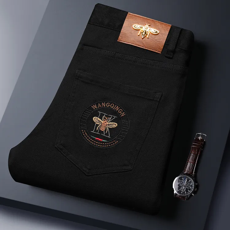 秋季高级感男装黑色牛仔裤男款爆款2025新款户外修身直筒百搭裤子