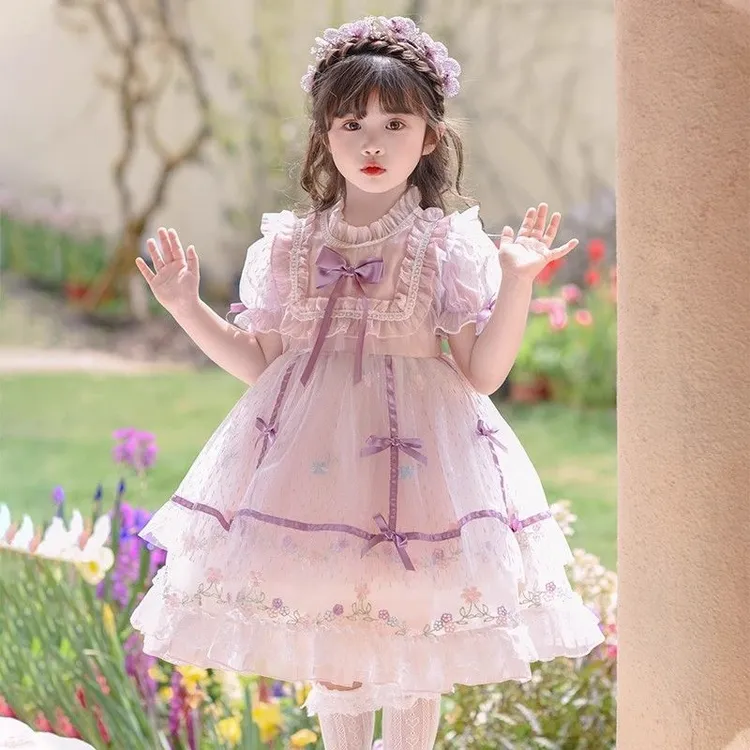 洛丽塔公主裙女童夏季2025新款洋气儿童网纱连衣裙小女孩生日裙子