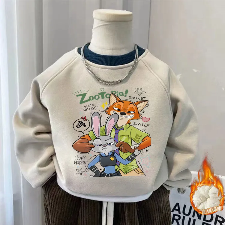 儿童疯狂动物城秋冬季新款圆领卫衣男女童宝宝洋气卡通男童上衣潮