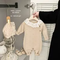 K25Q105女宝甜美蕾丝领长爬男女宝通用长爬服哈衣洋气秋季女宝宝