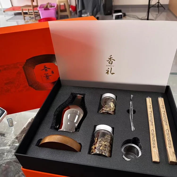 薰香灯礼盒含奇楠熏料50克家用卧室隔火熏香炉蜡烛灯古风玻璃烛台
