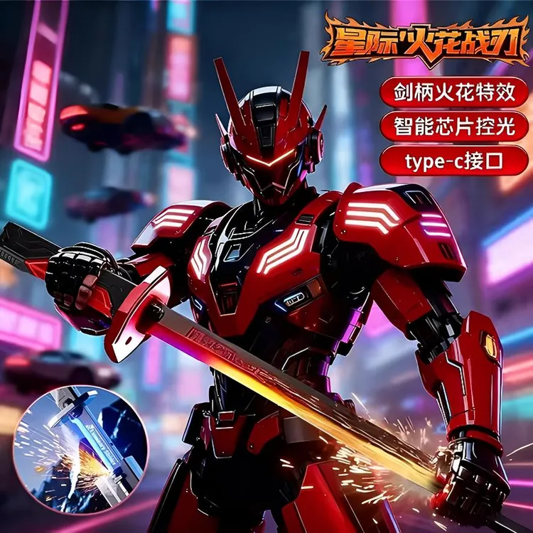 【拔刀喷火】新款火花光剑玩具男孩喷雾发光玩具男孩黑科技喷雾玩具