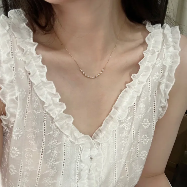 钛钢项链 8749珠珠素款微笑笑脸夏精致轻奢小众温柔锁骨链不掉色