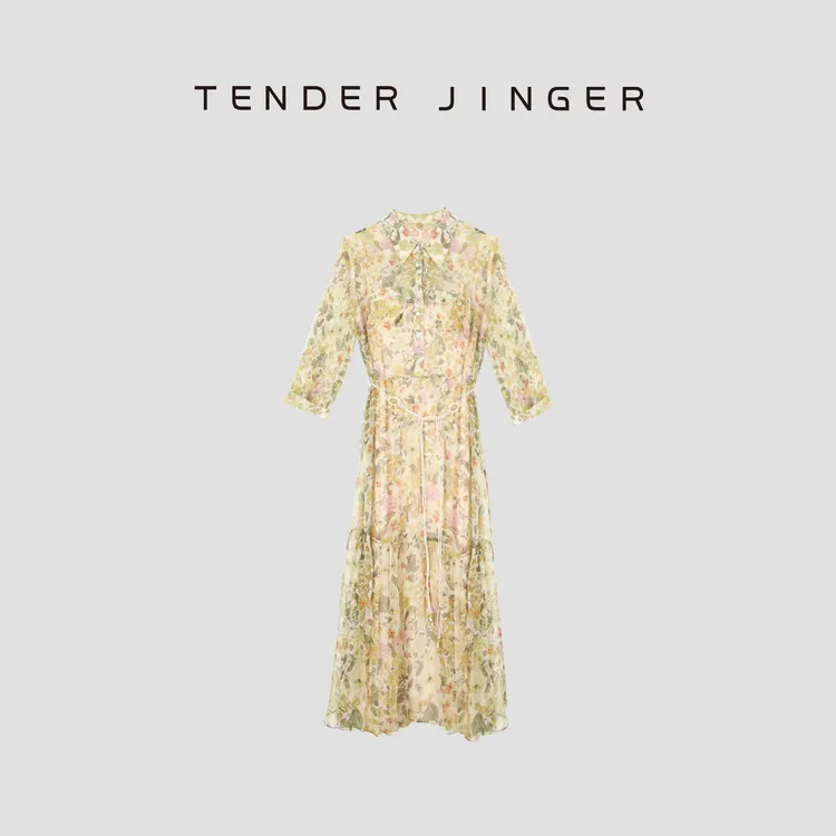 Tender Jinger【黑标】彩叶华裳真丝飘逸连衣裙T52LAN30389