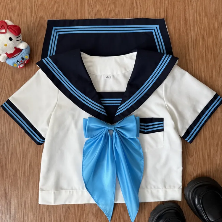  小糊涂JK【绀蓝三本】原创制服套装基础款水手服校供中间服学生装