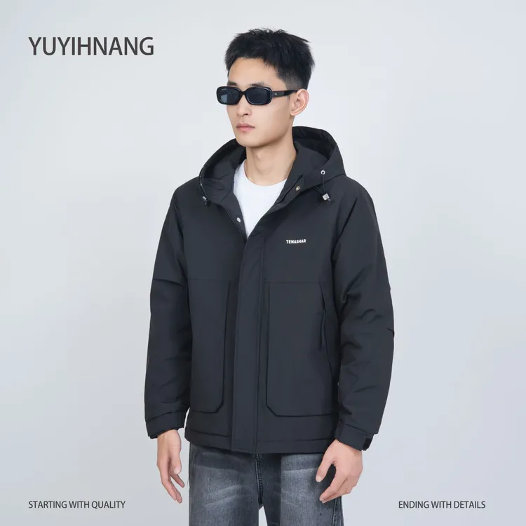 【加棉加厚】秋冬新款二棉三防面料轻薄保暖男士连帽休闲夹克外套