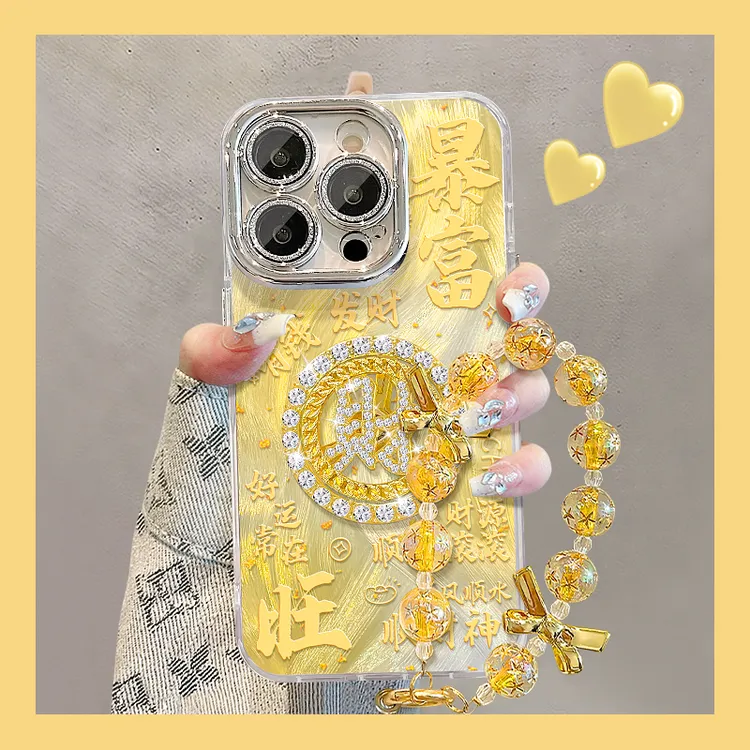 暴富財转转适用苹果15华为vivo/oppo小米iPhone16精孔羽纱手机壳