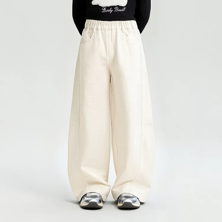 笛莎女童裤子2025年秋季新款儿童中大童休闲百搭白色牛仔裤萝卜裤