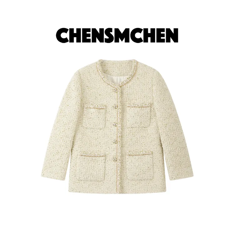 CHENSMCHEN 经典粗花呢小香外套女精致气质优雅显瘦上衣CSW8369WL