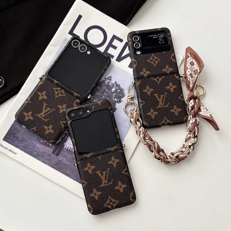 护轴大牌棕色适用三星zflip7654折叠屏翻盖女神华为pocket2手机壳