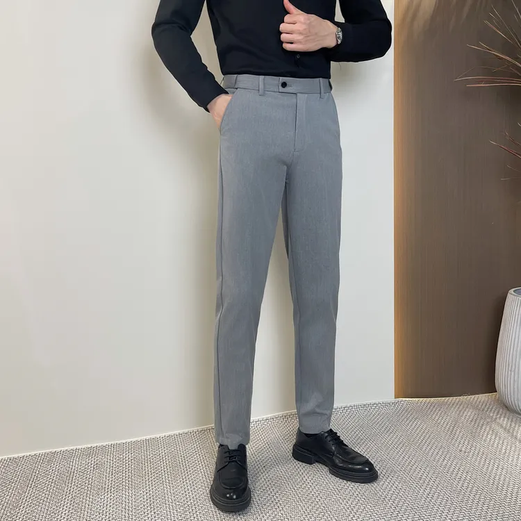 秋季新款男士正装穿搭西裤商务百搭伴郎修身休闲裤松紧腰西装裤