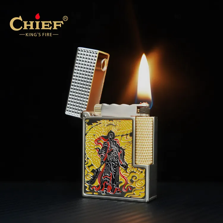 CHIEF/首领爆款侧滑打火机鎏金彩绘复古工艺男士礼物创意打火机