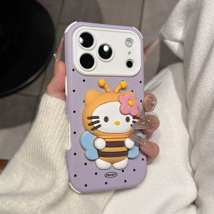 ins卡通波点凯蒂猫适用苹果17手机壳iPhone16promax可爱15新款14