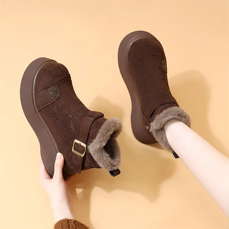 加棉厚底雪地靴女2025年冬季新款防水软底短靴显脚小圆头保暖棉靴