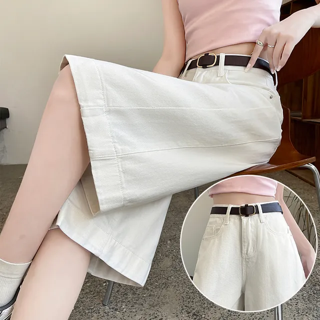 白色高腰七分阔腿牛仔裤女2025夏薄款宽松垂感遮肉百搭直筒潮裤子