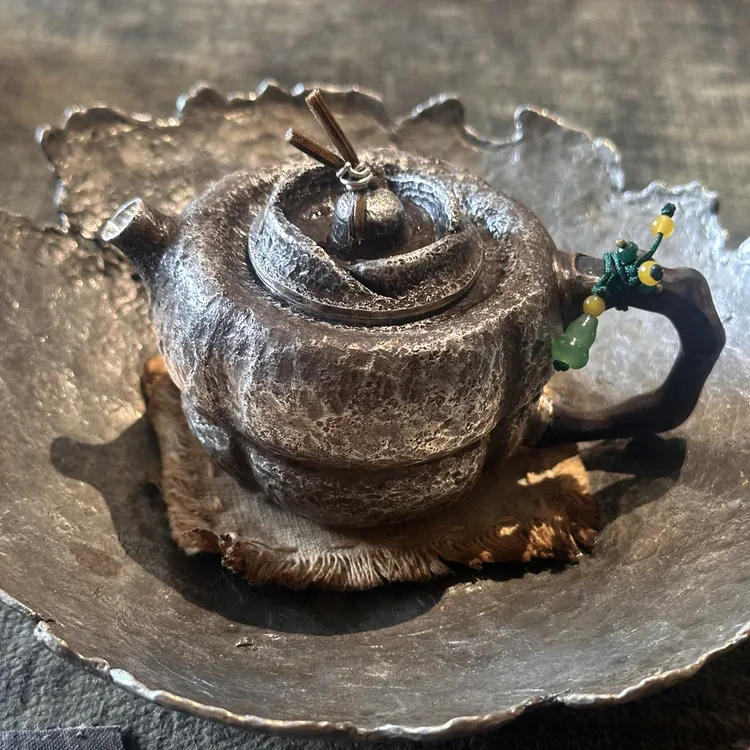 【雅柯茶缘】柿柿如意银壶100毫升全手工