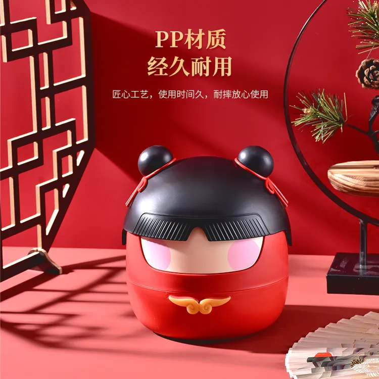 淞泰中国风哪吒家用桌面带盖垃圾桶可爱翻盖学生宿舍果皮收纳盒