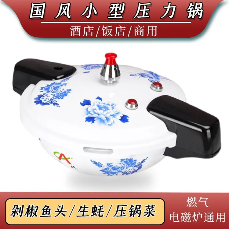 酒店高压鱼头锅燃气电磁炉通用青花小型防爆压力锅迷你高压锅商用