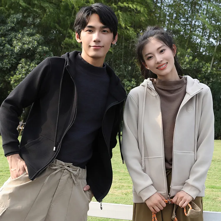 【刘营专属】BONAS/宝娜斯秋冬醋酸羊绒蛋白情侣连帽防风衣9855