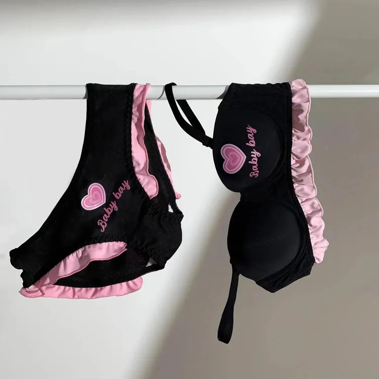 【芭比套装】聚拢小胸半杯内衣内裤套装女纯欲性感女生12罩杯文胸