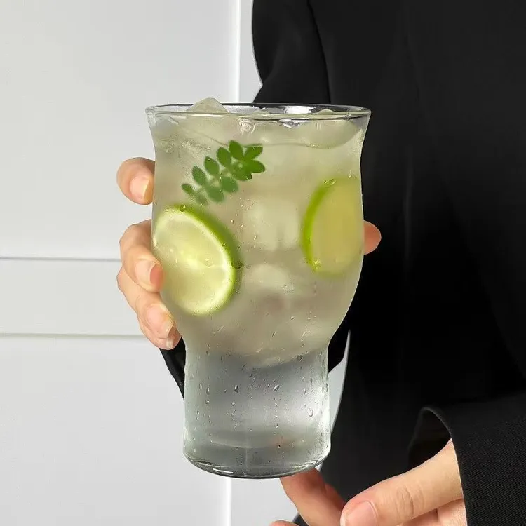 【4只装】宽口加厚玻璃杯果汁杯冰美式咖啡杯苏打水饮品饮料杯ins风