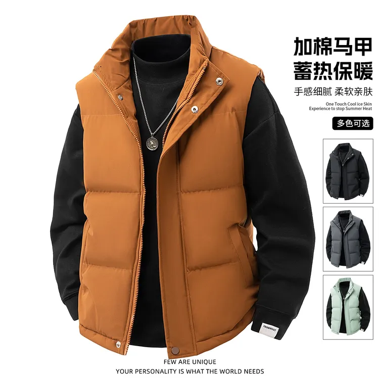 玛斯柏棉马甲外套男士秋冬季立领美式潮流宽松保暖加厚款休闲坎肩