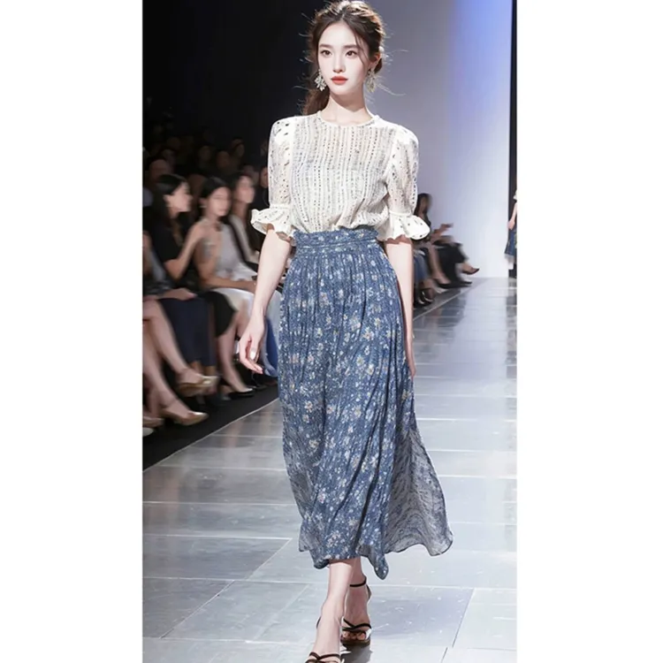 2025夏季新款轻熟上衣名媛设计感小众时尚高腰显瘦半身裙气质套装