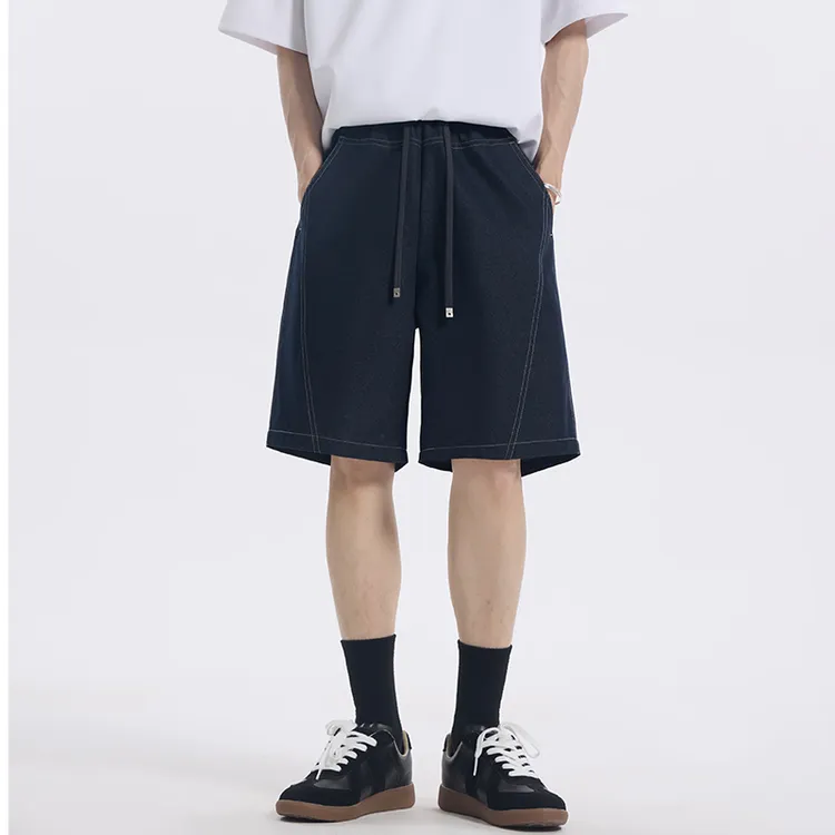 夏季牛仔韩版舒适百搭纯色潮流休闲高级感男装简约时尚短裤5615