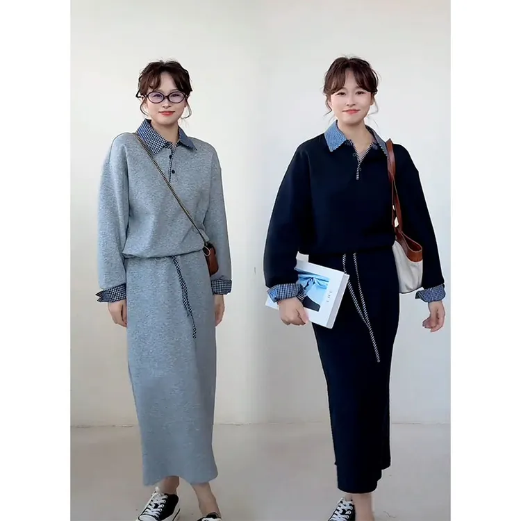 2025秋季新款设计感通勤风时尚长袖上衣女搭配休闲半身裙两件套装