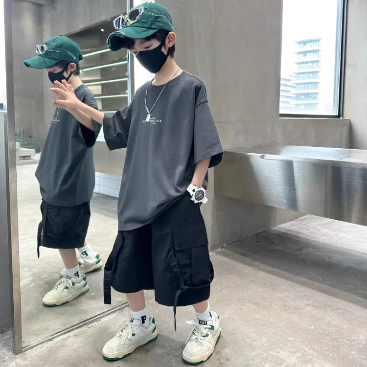 男童套装夏装2025新款中大童夏季男孩运动儿童短袖衣服潮帅气时髦