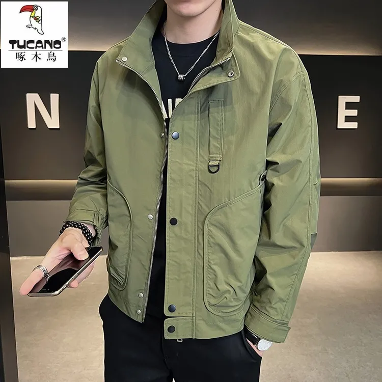 韩版宽松男士夹克外套潮流春秋季休闲夹克外套男