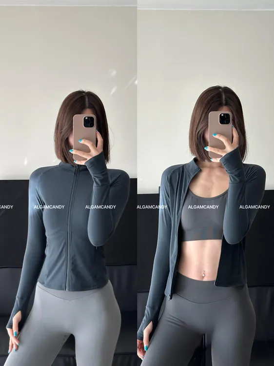 ALGAM CANDY 裸感 立领长袖拉链瑜伽服健身外套 塑形紧身显瘦0200