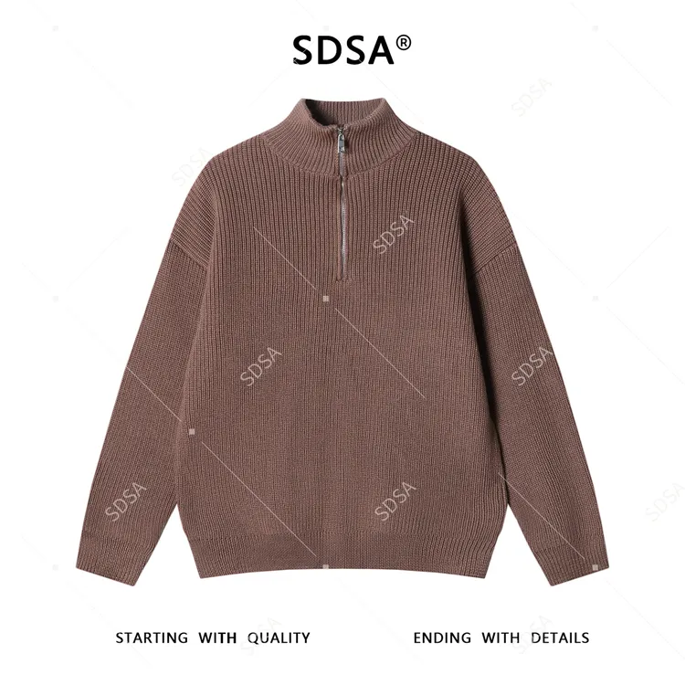 SDSA男士秋冬新款痞帅男装潮牌纯色半拉链立领针织衫时尚休闲毛衣