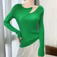 胸80-160长59修身显白气质蛇骨链露肩设计感小众针织上衣 2499