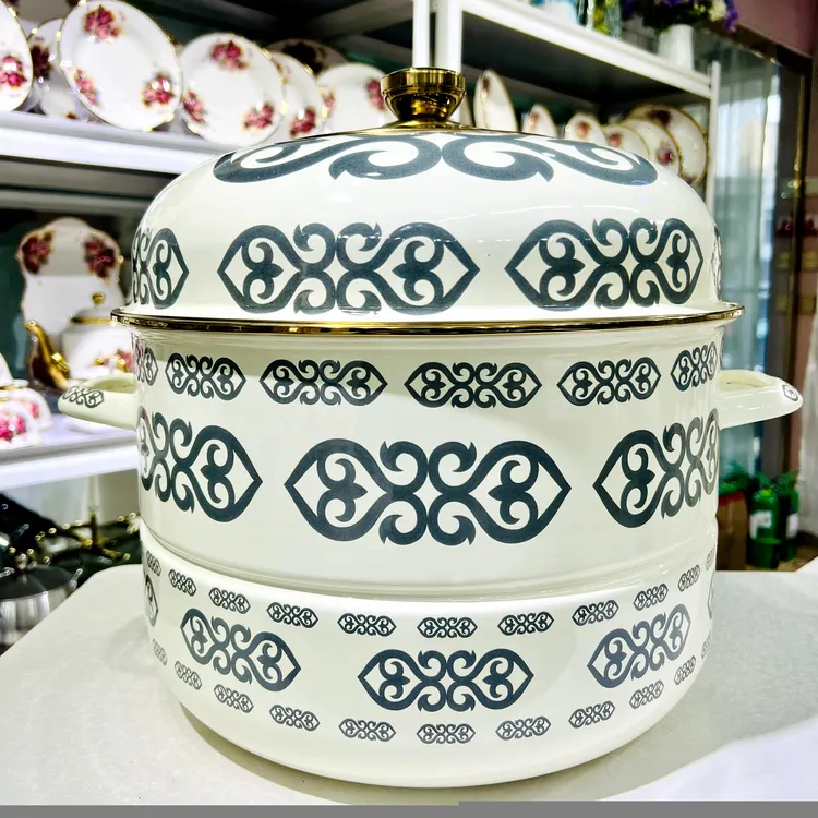 新疆包邮 【36cm两层蒸锅】哈族风格两层蒸锅玻璃盖