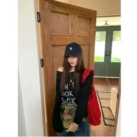 夏季黑色字母莱赛尔斜肩T恤