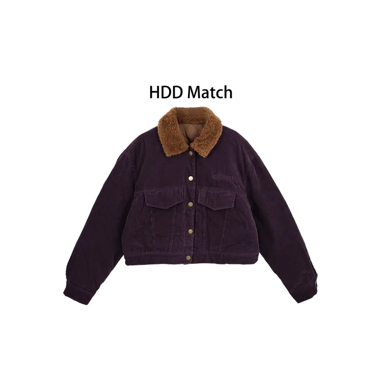 HDD- "条绒公式" 90白鸭绒 冬季女款设计条绒毛领羽绒服 Y9619 