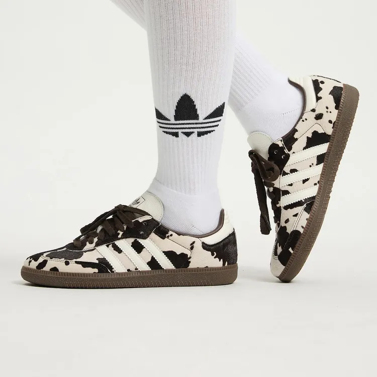 adidas 三叶草SAMBA OG W T头鞋经典奶牛纹印花鞋德训鞋KK2238