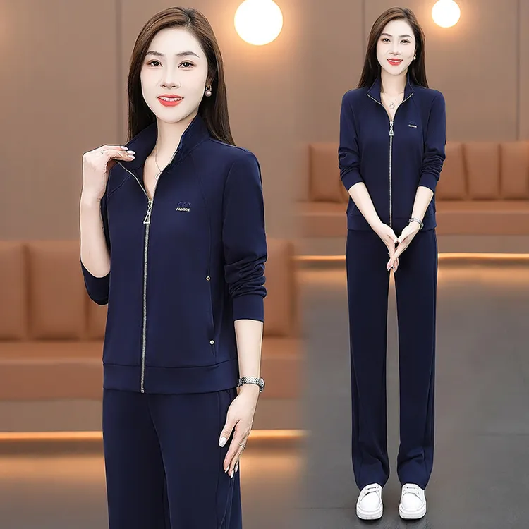 运动服套装女春秋2025新款时尚洋气立领休闲卫衣开衫广场舞跑步服