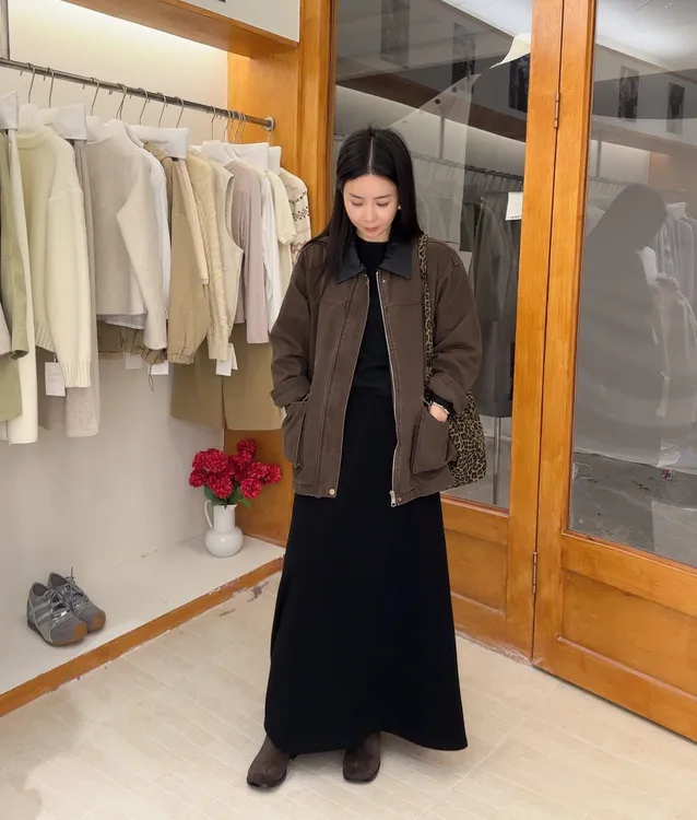 鑫燃KIKI 韩系拼色翻领长袖外套 25229 PF